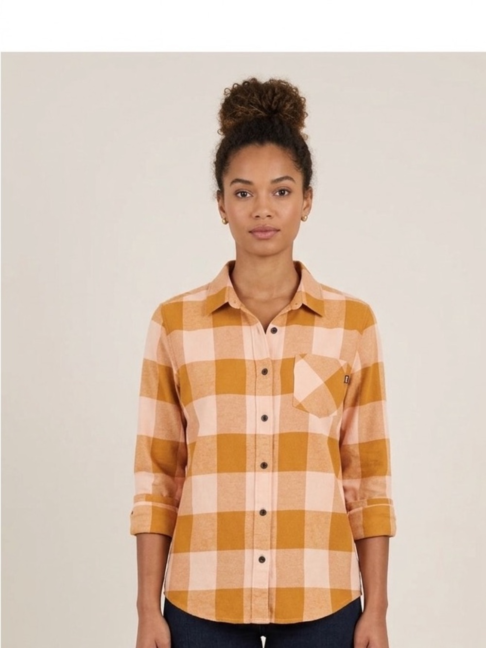 Hurley Pink and Brown Plaid Button-Down Shirt